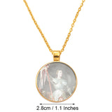 Anniyo Saint Joan of Arc,Patron Saint of France Glass Pendant Necklaces Women Men Jewelry,Maid of Orléans-Jeanne d'Arc #D0040
