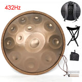 432Hz/440Hz Gold Handpan Drum with Steel Tongue for Yoga,Meditation Instrument,Beginner,Tambor Gift, 22 inch,9, 10,12,14,17notes