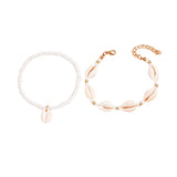 2PCS Bohemia Natural Shell Anklets For Women Small Resin Beads Summer Beach Shell Barefoot Ankle Bracelet Leg Chain Foot Jewelry