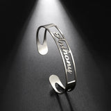 Name Custom Bangle Personalized Bracelet Family Cuff Kid Boy Gift For Men Father Women Couple Gold Color Stainless Steel Jewelry