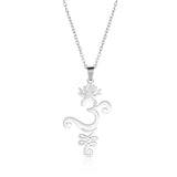 EUEAVAN Lotus Flower Yoga Pendant Necklace Stainless Steel Om Unalome Symbol Necklaces for Women Men Buddhist Amulet Jewelry