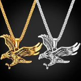 Sparkling Zircon Fly Eagle Pendant Necklace for Men Hip Hop Rock Party Jewelry
