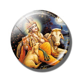 Lakshmi Gold 30 MM Fridge Magnet Shiva Amulet India Goddess of Wealth Glass Dome Magnetic Refrigerator Stickers Home Decoration