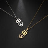 EUEAVAN India Tamil Om Symbol Pendant Necklace Stainless Steel Vintage Trident Yoga Shiva Symbol Necklaces Amulet Jewelry Gifts
