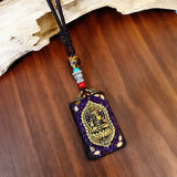 Nepal Tangka Pendant Male Green Tara Manjushri Bodhisattva Black Sandalwood Buddha Sign Vintage Necklace Sweater Chain Jewelry