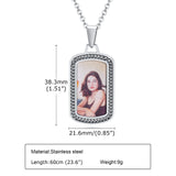 Men Personalize Engrave Name Square Customizable Photo of Family Necklaces, Picture Words Date Pendant,Keepsake Gifts Collar