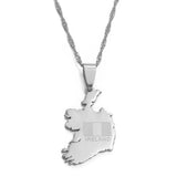 Anniyo The Republic of Ireland Map Gold Color Pendant and Thin Chain Necklaces Poblacht na Heireann Country Maps Jewelry @020821