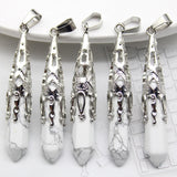 16pcs Crystal Pendulum for Divination Dowsing Natural Gem Stone Amethyst Hexagon Pendant For DIY Jewelry Making Necklace Pendant