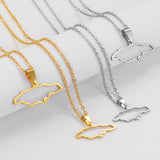 Anniyo TWO SIZE Outline Jamaica Map Pendant Necklaces for Women Girls Stainless steel Jewelry Jamaican  @279421