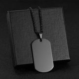 Customized Stainless Steel Engraved Photo Text Rectangle Pendant Necklace Laser Engraving Dog Tag 5mm Cuban Chain Family Gifts