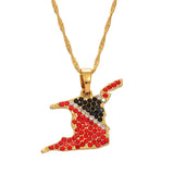 Anniyo Trinidad and Tobago Map Rhinestone Pendant Necklaces Trinidad & Tobago Jewelry Ethnic  @237206