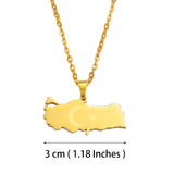 Anniyo Turkey Map Flag Pendant Necklace for Women Men Turks Jewelry #012021