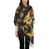Custom Printed Ancient Gold Pharaoh Egypt King Tut Scarf Men Women Winter Fall Warm Scarves Egyptian Hieroglyphic Shawl Wrap