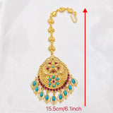 Luxury Head Chain Wedding Jewelry For Women Bohemian Gold Plated Forehead Rhinestone Tassel Indian Bollywood Hair Accessory