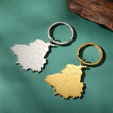 Jeshayuan India Punjab State Map Pendant Keychain Women Stainless Steel Car Key Accessories Jewelry Gifts for Men Wholesale