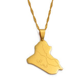 Anniyo Republic Of Iraq Map Pendant Necklace Silver Color/Gold Color Iraqi Jewelry #007921