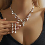 1 Set Of Fashionable Copper Inlaid Claw Chain Necklace, Earrings, Jewelry Set, Women's Wedding Banquet Party Daily Necessities