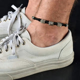 Bohemia Beads Chain Anklets Bracelets for Men, Black Handmade Braided Rope Cord Surfer Anklet, Summer Holiday Beach Foot Jewelry