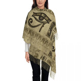 Custom Printed Ancient Gold Pharaoh Egypt King Tut Scarf Men Women Winter Fall Warm Scarves Egyptian Hieroglyphic Shawl Wrap