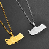 Anniyo Turkey Map Flag Pendant Necklace for Women Men Turks Jewelry #012021