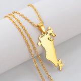 Anniyo The Kingdom of Bahrain Map Pendant Chain Necklaces Jewelry #322501