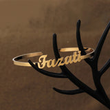 Akizoom Custom Name Heart Bracelets Stainless Steel Personalized letter Cuff Bangles Bracelets for Woman Man Family Jewelry Gift