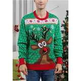 2025 Winter Mens Christmas Sweater Cute Elk Print Jacquard Knitwear Full Sleeve O Neck Knit Jumper Xmas Look Soft Warm Pullover