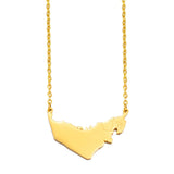 Anniyo The United Arab Emirates Map With Cities Pendant Necklaces Women Girls UAE Jewelry Stainless Steel Material #321101
