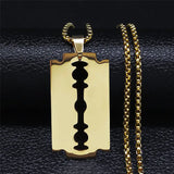 Blade Stainless Steel Long Necklace Men/Women Gold Color Punk Goth Gothic Steampunk Grunge Necklaces Jewery collier  N2243S03