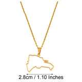 Anniyo The Dominican Republic Pendant Necklaces Dominicana Map Jewelry Stainless Steel For Women Girls #057421