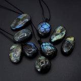 1Pc Dragons Heart Labradorite Healing Crystal Pendant Wrap Braid Natural Stone Necklace Chakra Reiki Jewelry Gift for Women Men