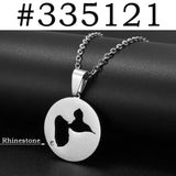 Anniyo Round Guadeloupe Map With Rhinestone Pendants Necklaces for Women Jewelry France Guadeloupe Maps @335121