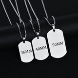 Stainless Steel Jewelry Mens Custom Engraved Name Photo Animal Necklace for Women Personalized Square Pendant Family Party Gift