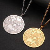 Dawapara Good Luck Elephant Medallion Necklace Powerful Protection Amulet Ohm Symbol Horseshoe Evil Eye Necklace Stainless Steel