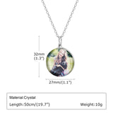 Vnox Custom Photo Picture Necklaces for Women Men, Personalize Two Sides Image Pendant, Crystal Heart Coin Collar Memorial Gift