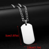 Customized Stainless Steel Engraved Photo Text Rectangle Pendant Necklace Laser Engraving Dog Tag 5mm Cuban Chain Family Gifts