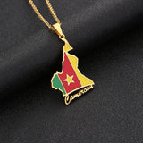 2024 New fashion stainless steel African Cameroon map necklace for men and women geometric ethnic style collarbone chain anniver