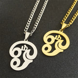 India Tamil Om Symbol Pendant Necklace Women Men Stainless Steel Gold Color Buddhist Om Shiva Yoga Necklaces Jewelry 8089-QKC