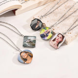 Vnox Custom Photo Picture Necklaces for Women Men, Personalize Two Sides Image Pendant, Crystal Heart Coin Collar Memorial Gift