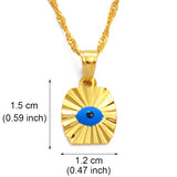 Anniyo Small Mini Blue Eye Gold Color Evil of Eye Pendant Necklaces Chain Kids Girls Arab Jewelry for Middle East Women #071402