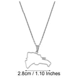 Anniyo The Dominican Republic Pendant Necklaces Dominicana Map Jewelry Stainless Steel For Women Girls #057421