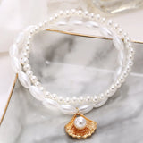 2025 Simple Artificial Pearl Scallop Shell Pendant Anklet Creative Retro Footwear Beach Ankle Bracelet Accessories