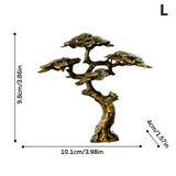 1Pc Brass Mini Welcome Pine Figurine Tree Miniature Landscape Small Bonsai Tree Statues Decorations Accessories