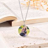 Vnox Custom Photo Picture Necklaces for Women Men, Personalize Two Sides Image Pendant, Crystal Heart Coin Collar Memorial Gift