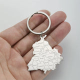 Jeshayuan India Punjab State Map Pendant Keychain Women Stainless Steel Car Key Accessories Jewelry Gifts for Men Wholesale