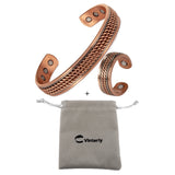Twisted Magnetic Pure Copper Jewelry-Set Adjustable Bracelet Ring Magnet Resizable Health Arthritis Jewelry Set for Women Men