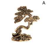 1Pc Brass Mini Welcome Pine Figurine Tree Miniature Landscape Small Bonsai Tree Statues Decorations Accessories