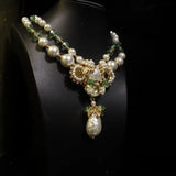 Medieval jewelry set Baroque water drop court style elegant vintage sweater chain pearl earrings