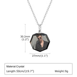 Vnox Custom Photo Picture Necklaces for Women Men, Personalize Two Sides Image Pendant, Crystal Heart Coin Collar Memorial Gift