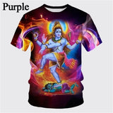 Latest Fashion Hindu God Shiva 3D Printed Men's T-shirt Summer Cool and Casual O-neck Short Sleeve T-shirt